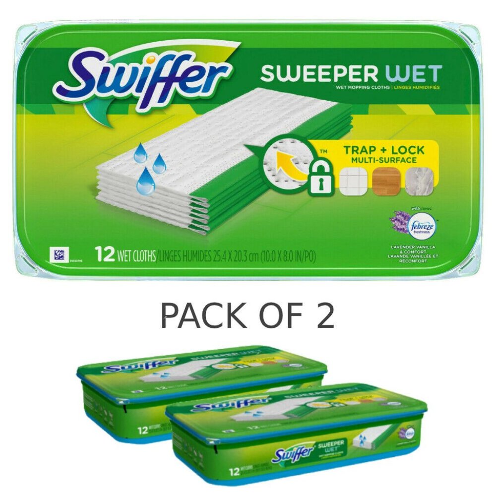 TWO (2) Pack of Swiffer Sweeper Wet Multi Surface Mop Pads Lavender Febreze